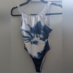 Blue and white one piece
